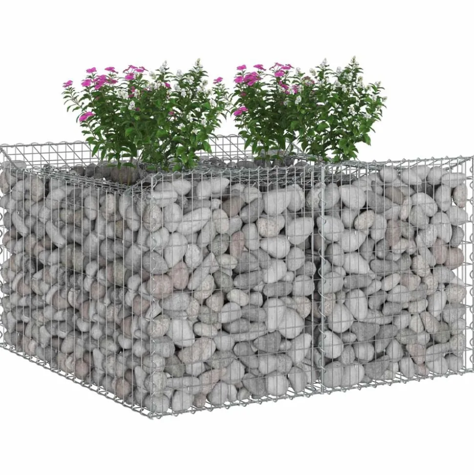 vidaXL Gabion Verhoogd Bed Zilver 100 x 100 x 60 cm