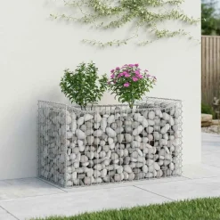 vidaXL Gabion Verhoogd Bed Zilver 50 x 100 x 60 cm