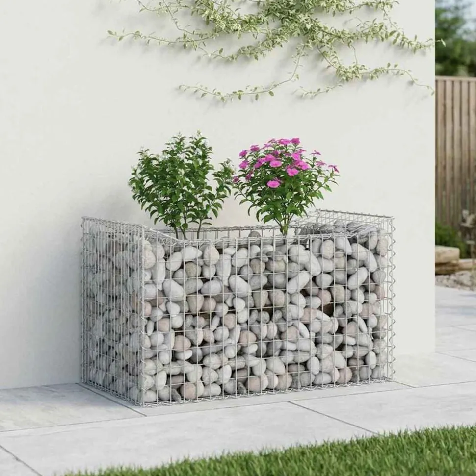 vidaXL Gabion Verhoogd Bed Zilver 50 x 100 x 60 cm