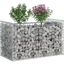 vidaXL Gabion Verhoogd Bed Zilver 50 x 100 x 60 cm