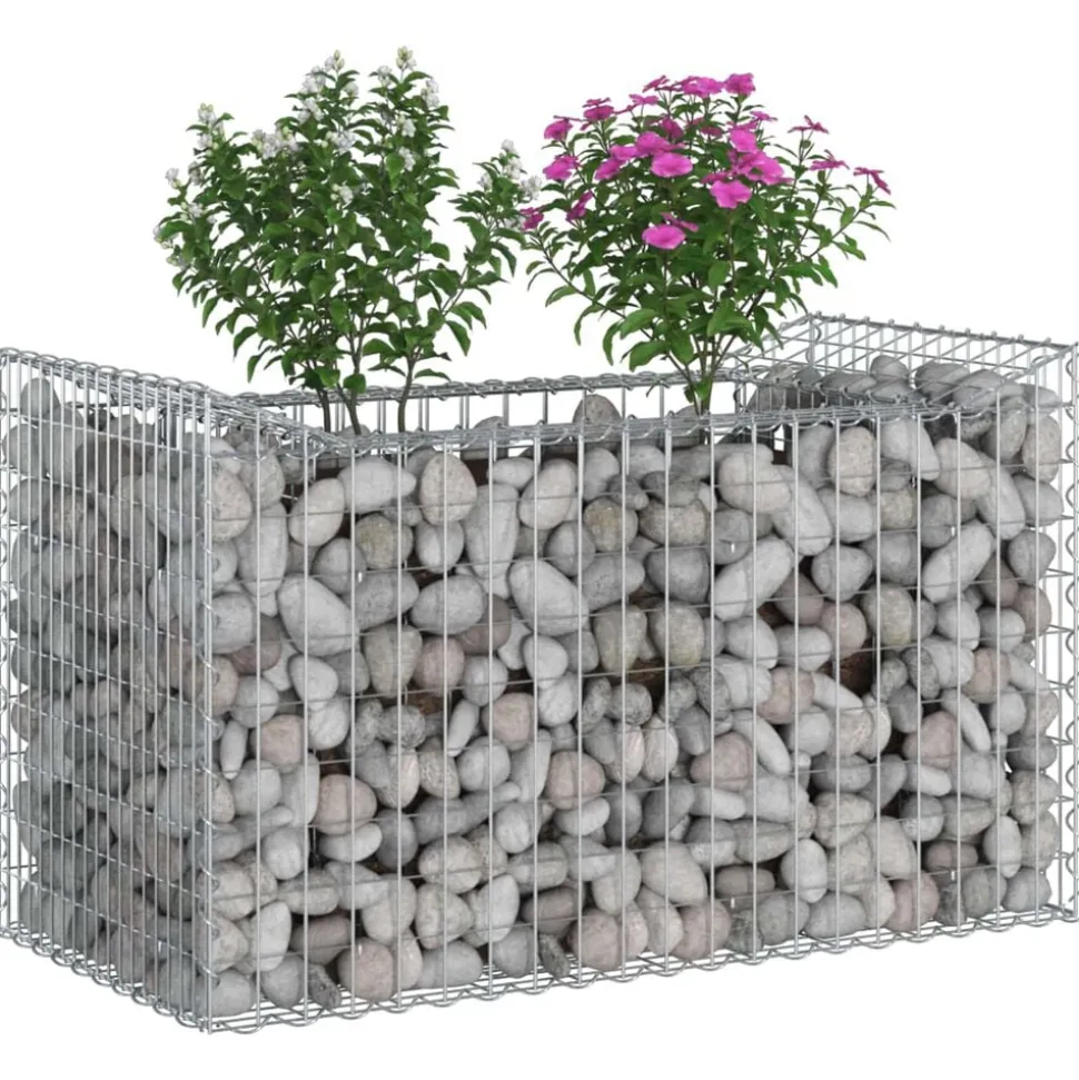 vidaXL Gabion Verhoogd Bed Zilver 50 x 100 x 60 cm