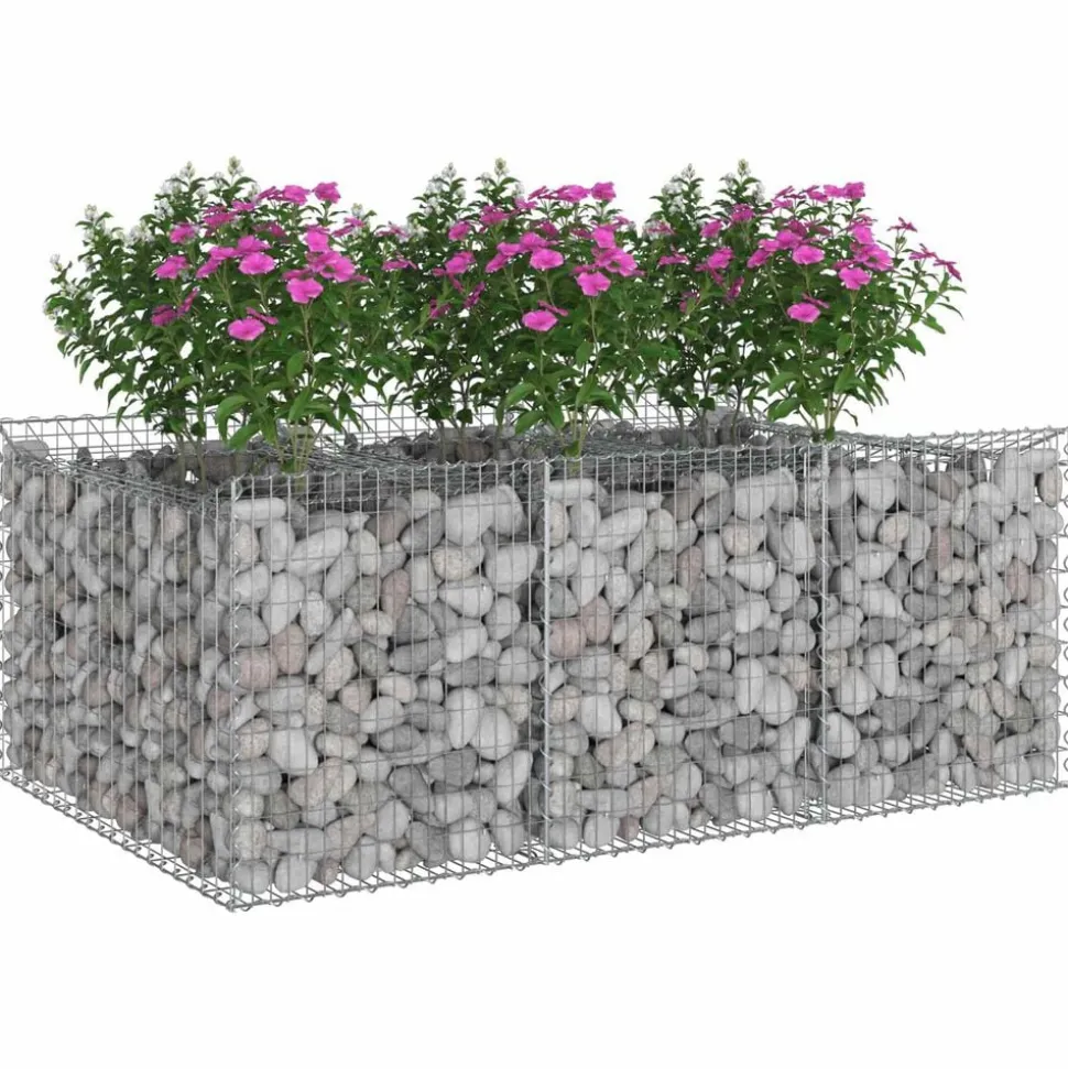 vidaXL Gabion Verhoogd Bed Zilver 150 x 100 x 60 cm