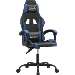 vidaXL Gamestoel kunstleer zwart en blauw