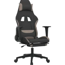 vidaXL Gamestoel met voetensteun stof zwart en taupe