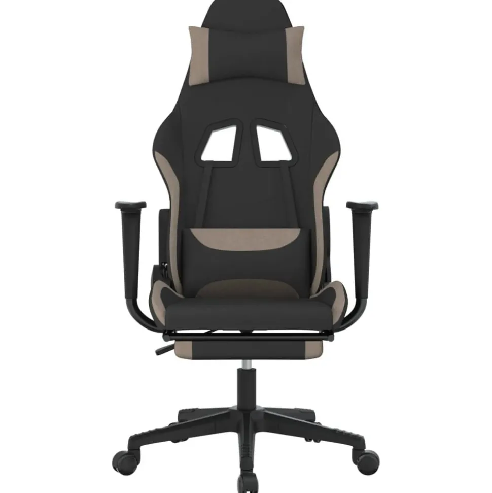 vidaXL Gamestoel met voetensteun stof zwart en taupe