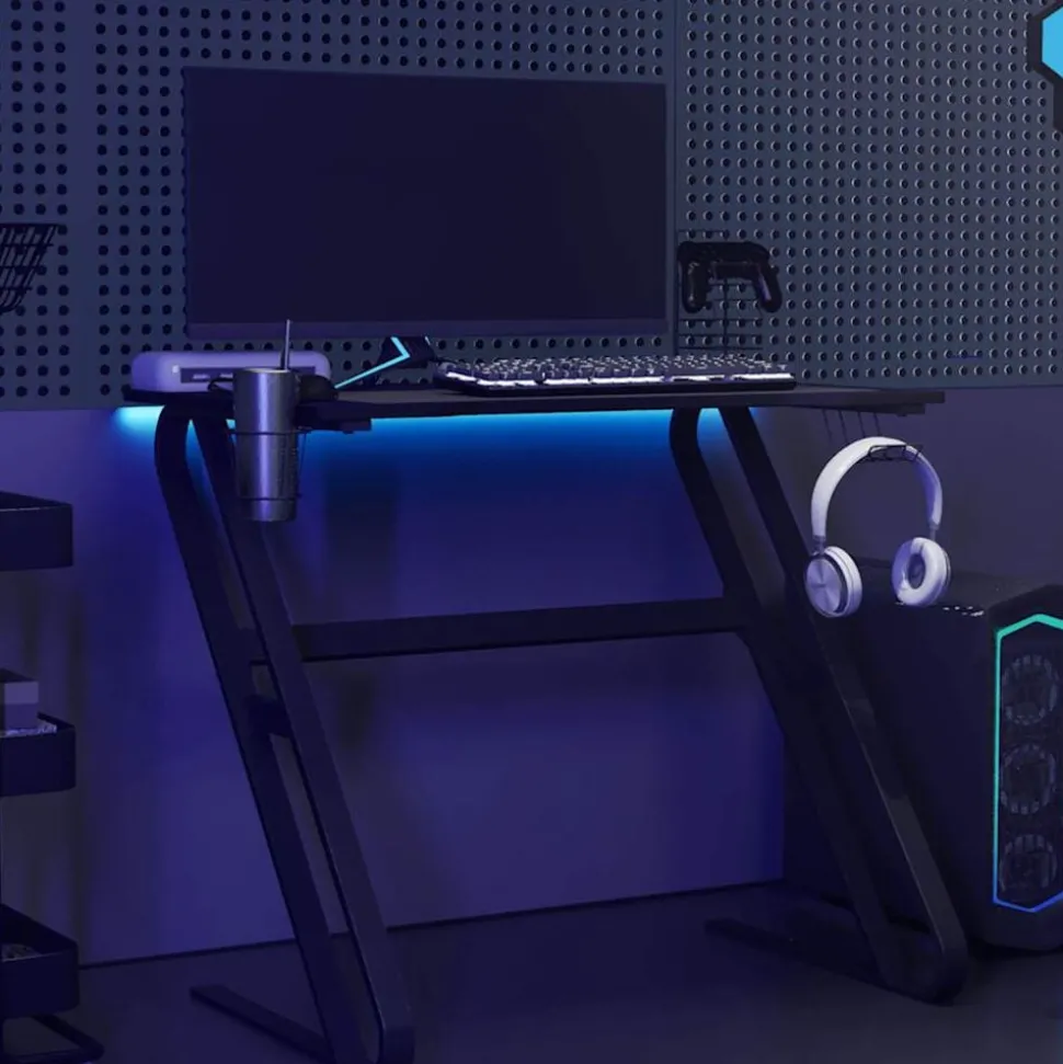 vidaXL Gamingbureau met ZZ-vormige poten 90x60x75 cm zwart