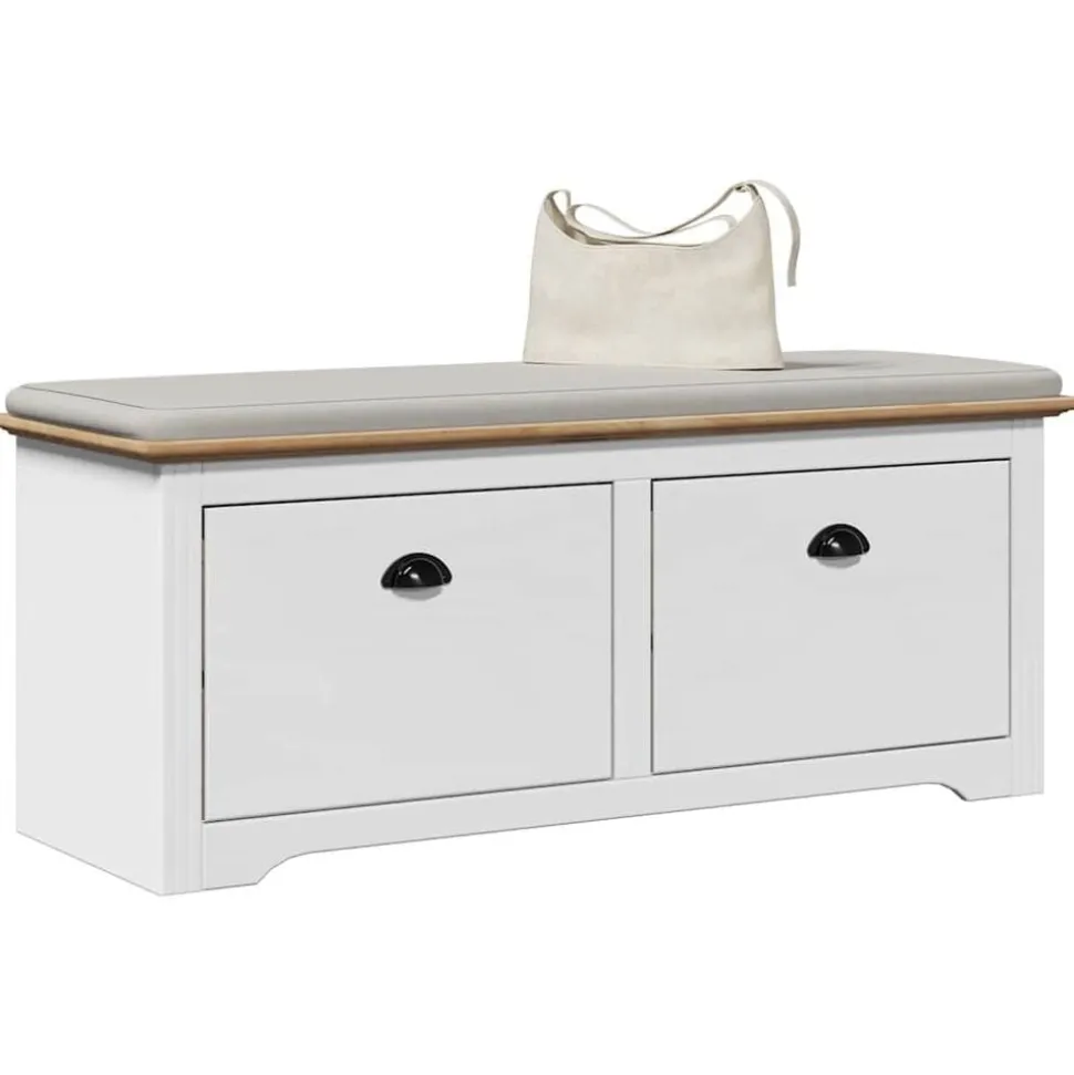 vidaXL Gangbank BODO 114x40x45 cm wit en bruin