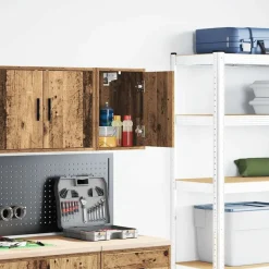 vidaXL Garage wandkast bewerkt hout oud hout