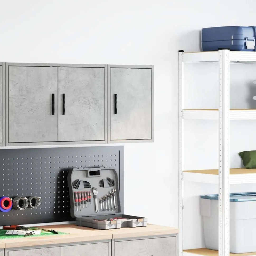 vidaXL Garage wandkast betongrijs bewerkt hout