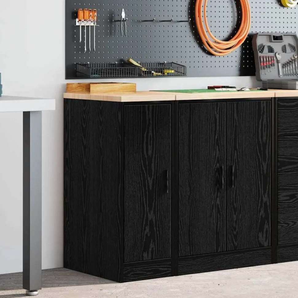 vidaXL Garagekast 30x51x85 cm massief grenenhout zwart