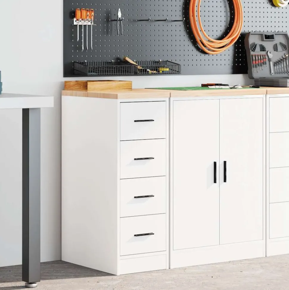 vidaXL Garagekast 30x51x85 cm massief grenenhout wit