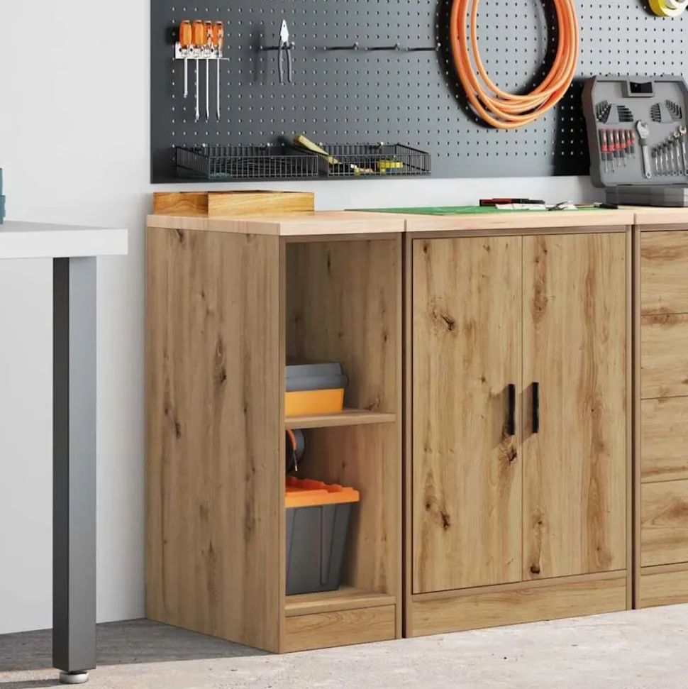 vidaXL Garagekast 30x51x85 cm massief grenenhout artisan eikenkleurig