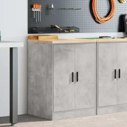 vidaXL Garagekast 60x51x85 cm massief grenenhout betongrijs