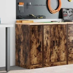 vidaXL Garagekast 30x51x85 cm massief grenenhout gerookt eiken
