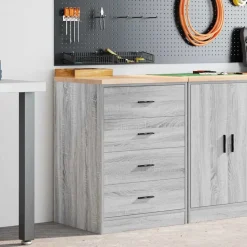 vidaXL Garagekast 60x51x85 cm massief grenenhout grijs sonoma