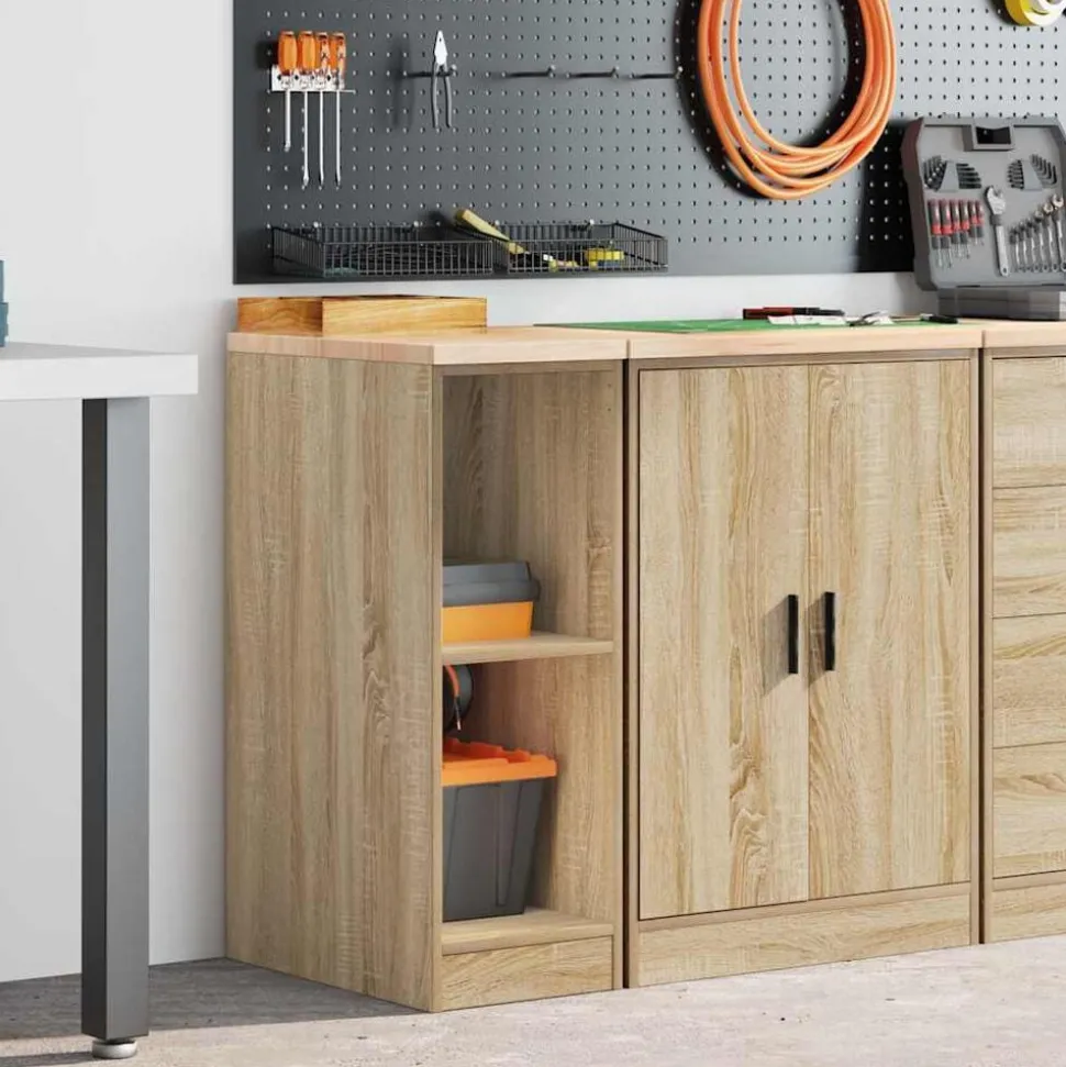 vidaXL Garagekast 30x51x85 cm massief grenenhout sonoma eikenkleurig