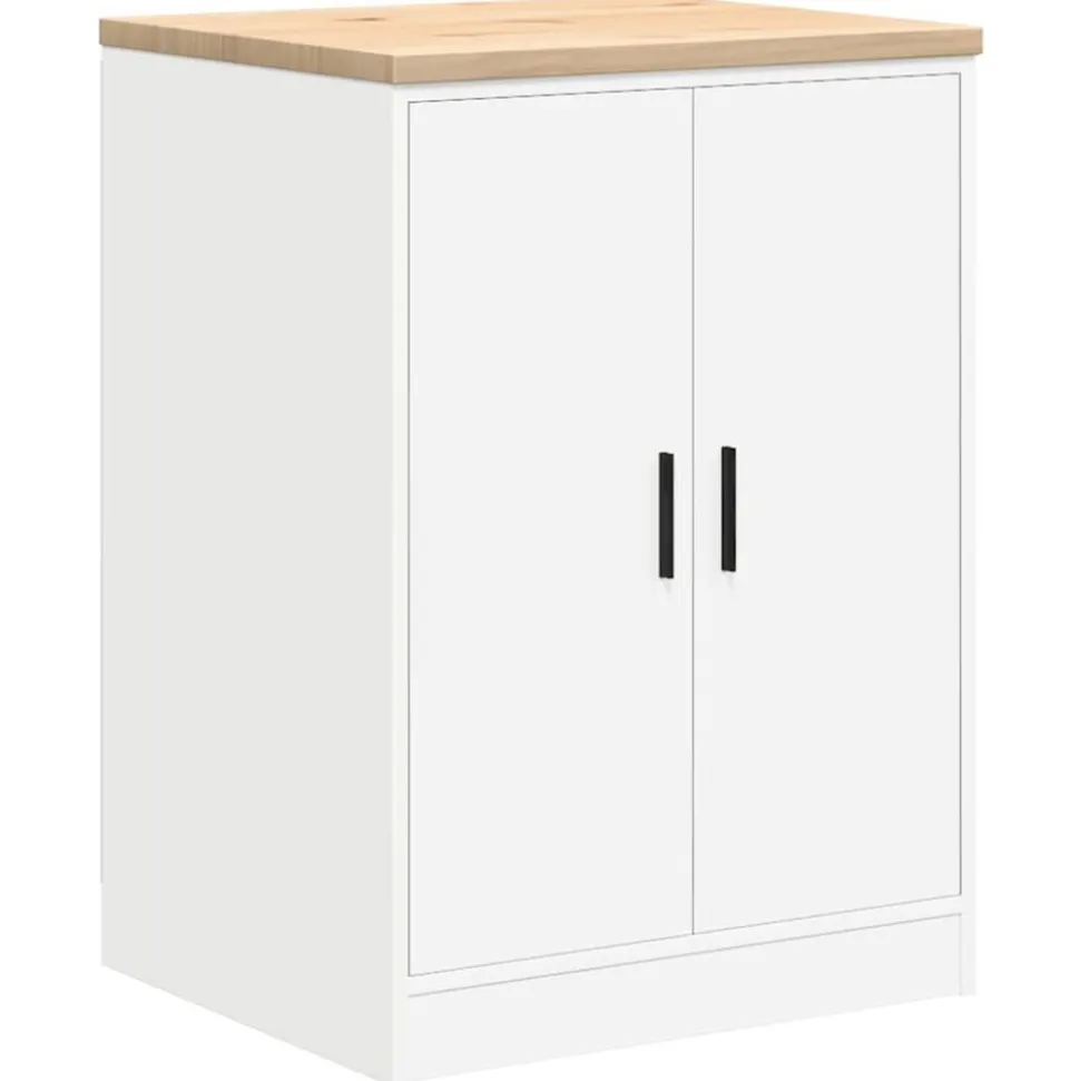 vidaXL Garagekast 60x51x85 cm massief grenenhout wit