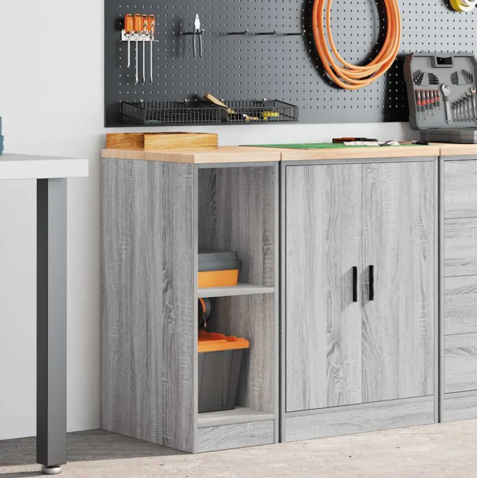 vidaXL Garagekast 30x51x85 cm massief grenenhout grijs sonoma