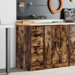vidaXL Garagekast 30x51x85 cm massief grenenhout gerookt eiken