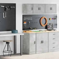 vidaXL Garagekasten 2 st bewerkt hout betongrijs