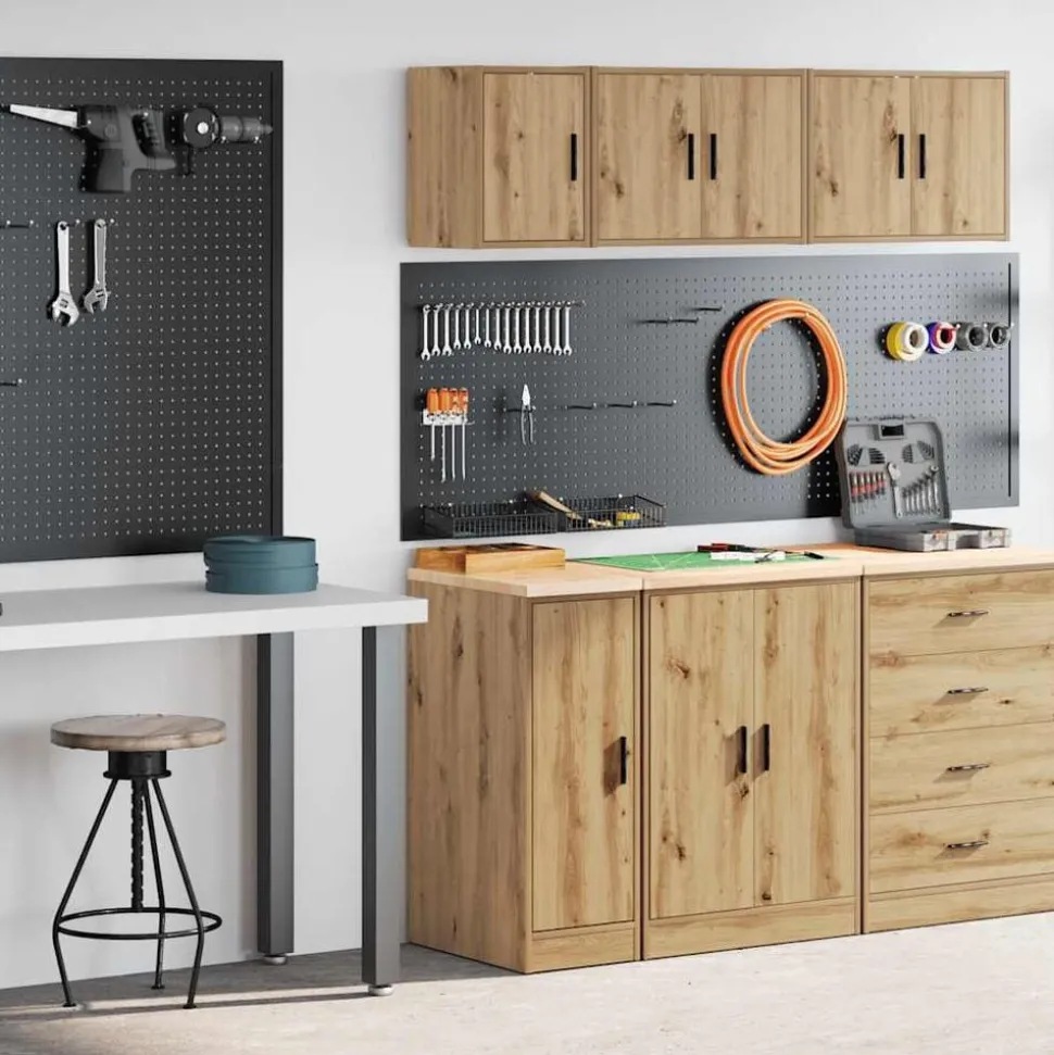 vidaXL Garagekasten 2 st bewerkt hout ambachtelijk eikenhout