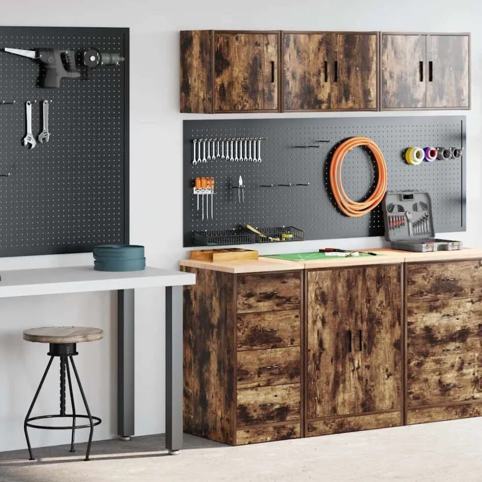 vidaXL Garagekasten 2 st Spaanplaat gerookt eiken