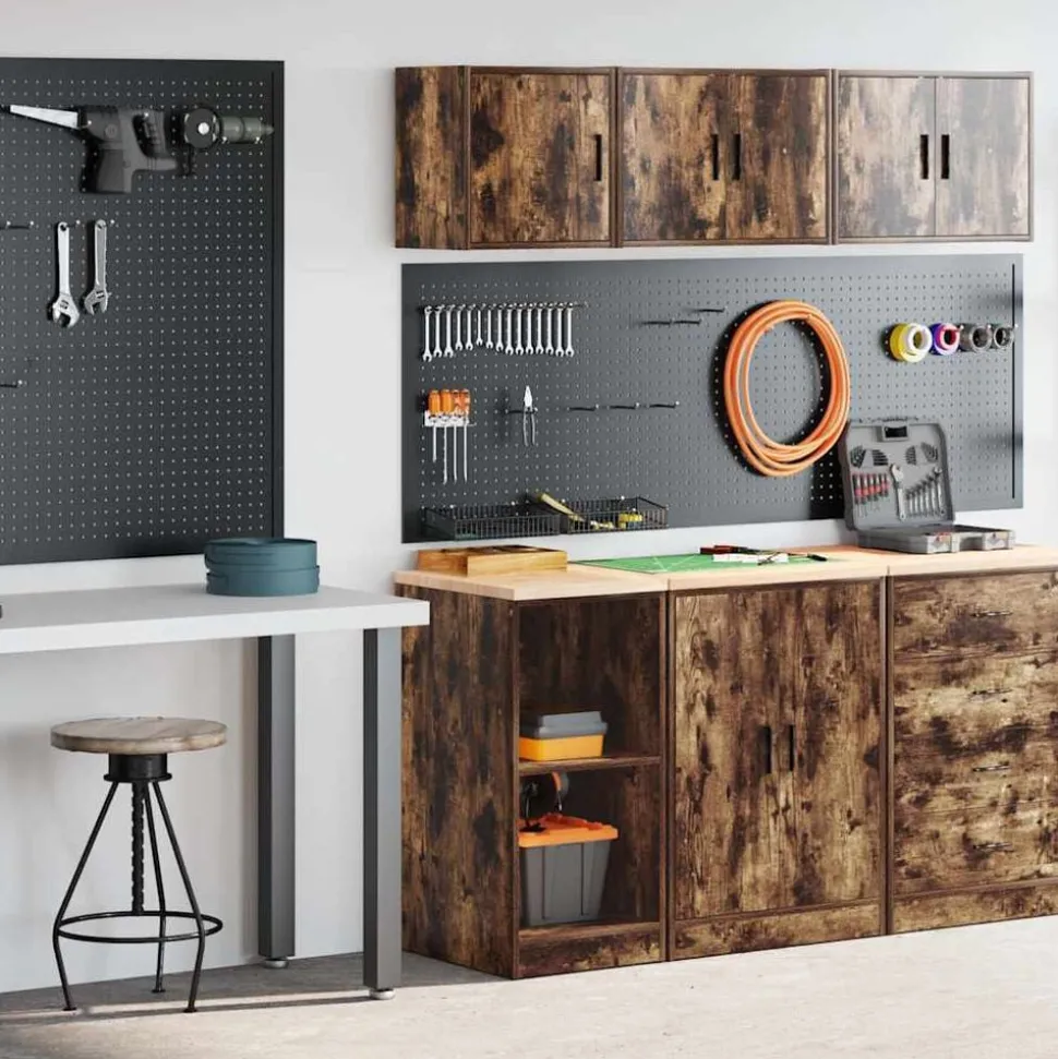 vidaXL Garagekasten 2 st Spaanplaat gerookt eiken