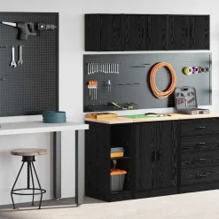 vidaXL Garagekasten 2 st spaanplaat zwart