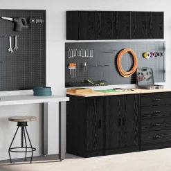 vidaXL Garagekasten 2 st spaanplaat zwart