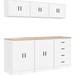 vidaXL Garagekasten 6 st spaanplaat wit