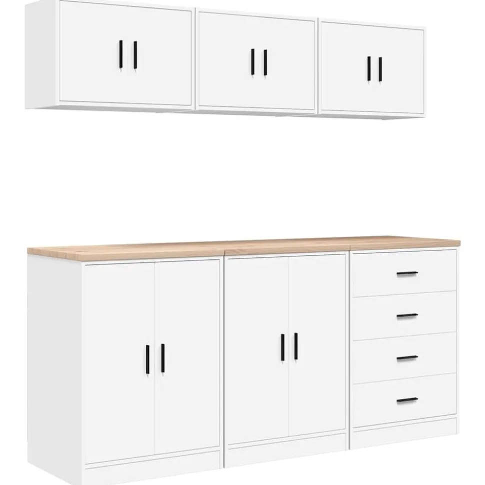 vidaXL Garagekasten 6 st spaanplaat wit