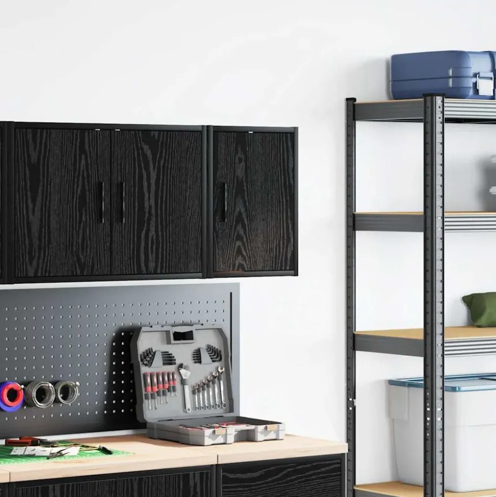 vidaXL Garagewandkast spaanplaat zwart