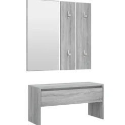 vidaXL Garderobe set bewerkt hout grijs sonoma eikenkleurig