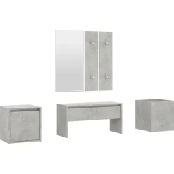 vidaXL Garderobe set bewerkt hout betongrijs