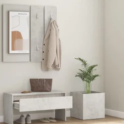 vidaXL Garderobe set bewerkt hout betongrijs
