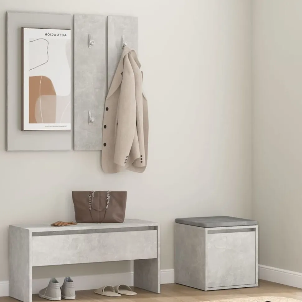vidaXL Garderobe set bewerkt hout betongrijs