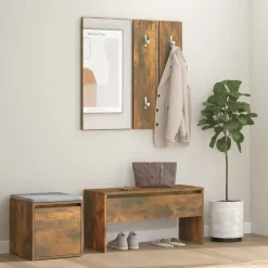 vidaXL Garderobe set bewerkt hout gerookt eikenkleurig