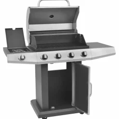 vidaXL Gas Barbecue Grill met wiel Zilver Staal met Metaal Slang