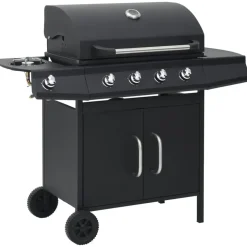 vidaXL Gasbarbecue 4+1 kookzone staal zwart