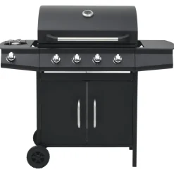 vidaXL Gasbarbecue 4+1 kookzone staal zwart