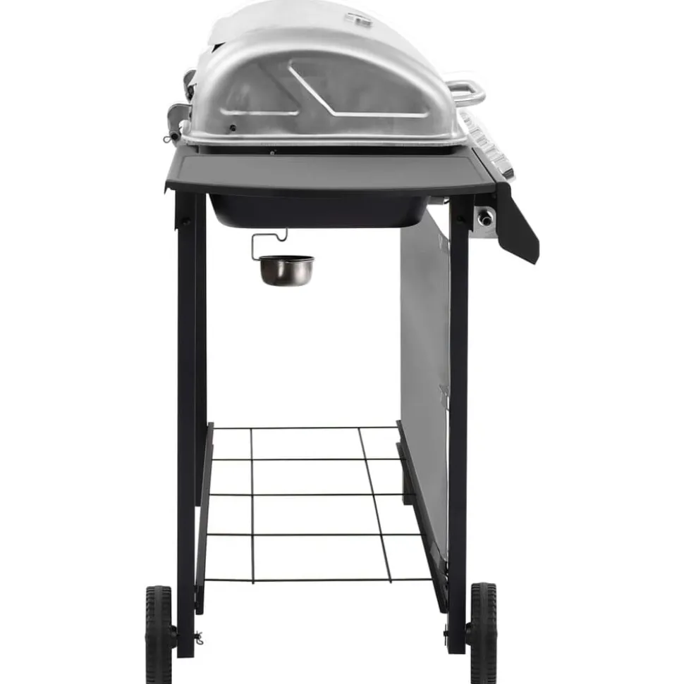 vidaXL Gasbarbecue met 6 branders zwart en zilverkleurig