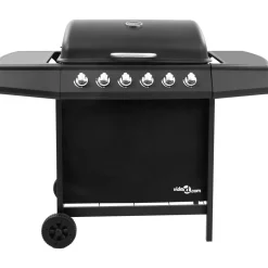 vidaXL Gasbarbecue met 6 branders zwart