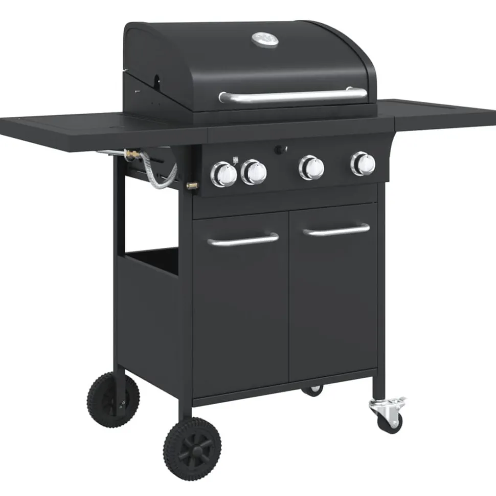 vidaXL Gasbarbecue met 4 branders gepoedercoat staal zwart