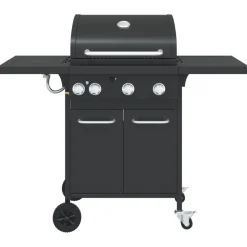 vidaXL Gasbarbecue met 4 branders gepoedercoat staal zwart
