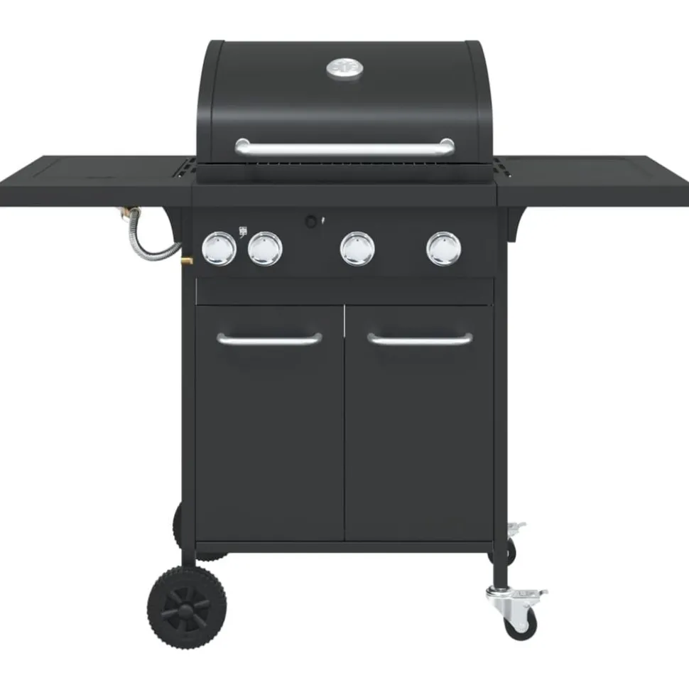 vidaXL Gasbarbecue met 4 branders gepoedercoat staal zwart