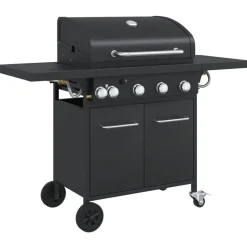 vidaXL Gasbarbecue met 5 branders gepoedercoat staal zwart