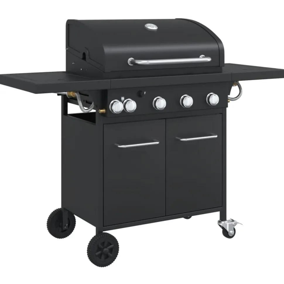 vidaXL Gasbarbecue met 5 branders gepoedercoat staal zwart