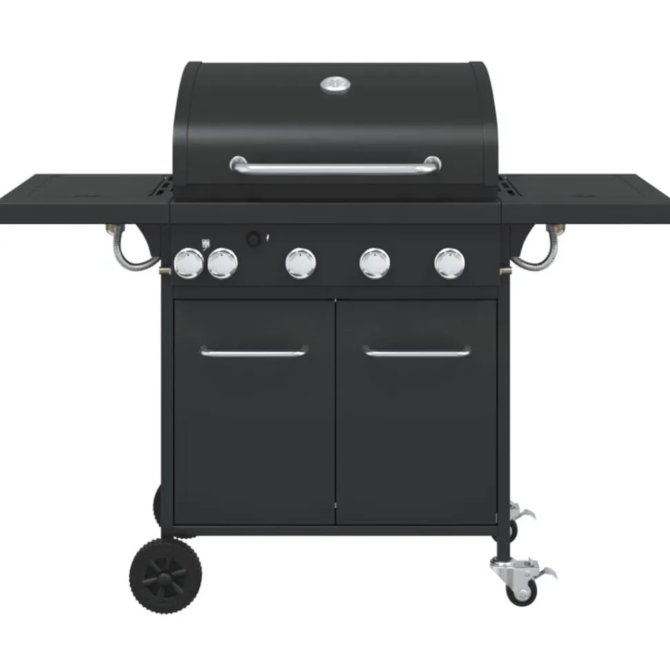 vidaXL Gasbarbecue met 5 branders gepoedercoat staal zwart