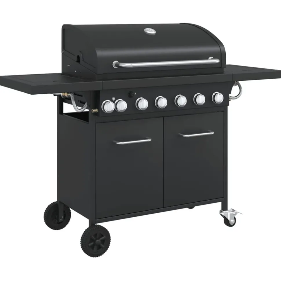 vidaXL Gasbarbecue met 7 branders gepoedercoat staal zwart