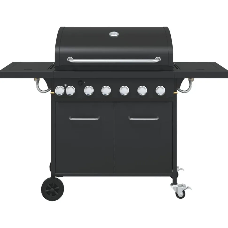 vidaXL Gasbarbecue met 7 branders gepoedercoat staal zwart